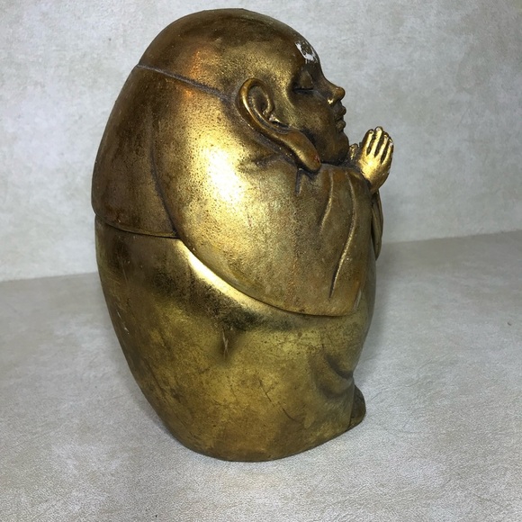 Rare BUDDAH UNIVERSAL 8" Approx GOLD FINISH PLASTER STATUARY Chest 2 PIECE - Picture 3 of 16